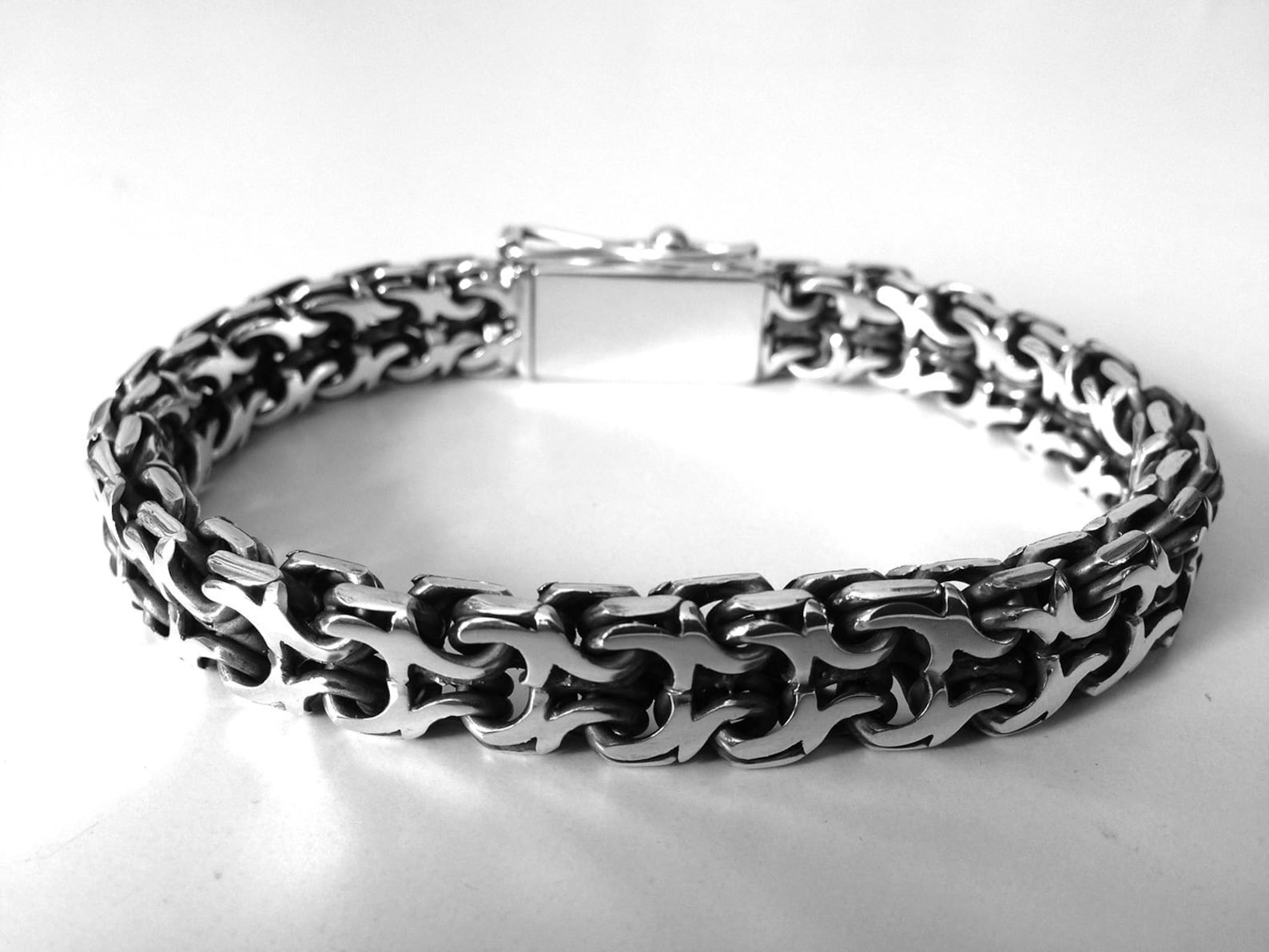Men's Silver Bracelet 925 Sterling Silver. Big Heavy Etsy
