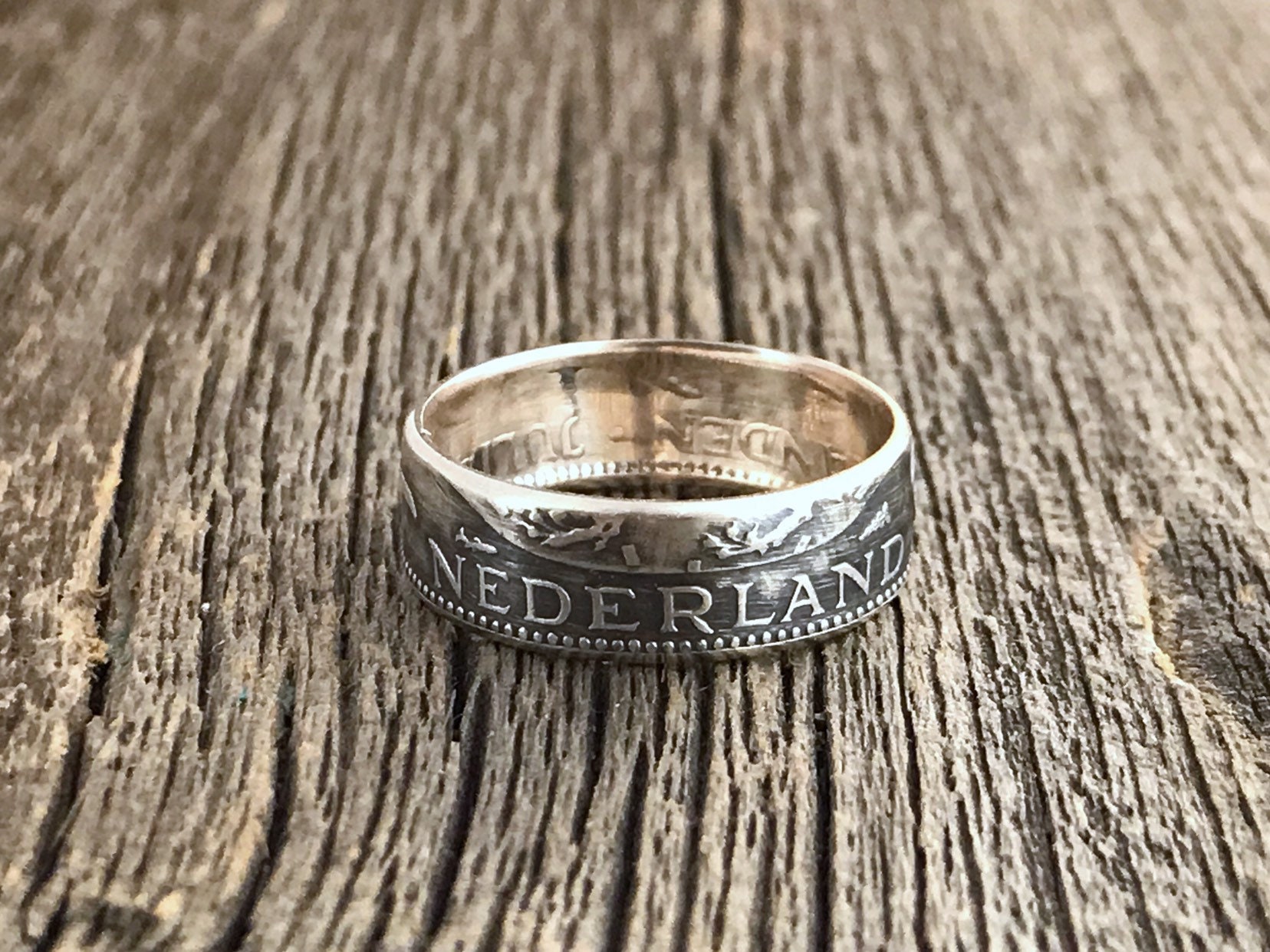 Silver Dutch Coin Ring Netherlands 1 Gulden Handmade Rings Etsy