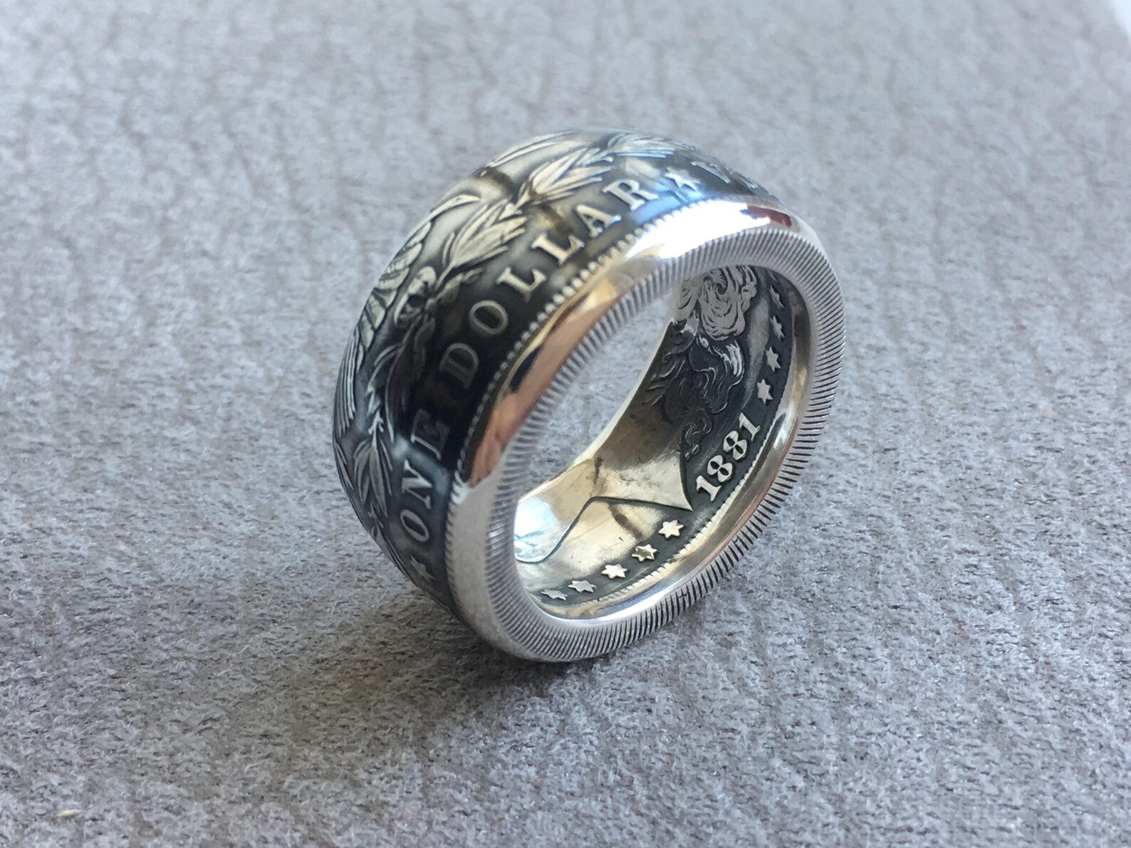 DOLLAR Coin Ring Mens Silver Ring One Dollar United Etsy