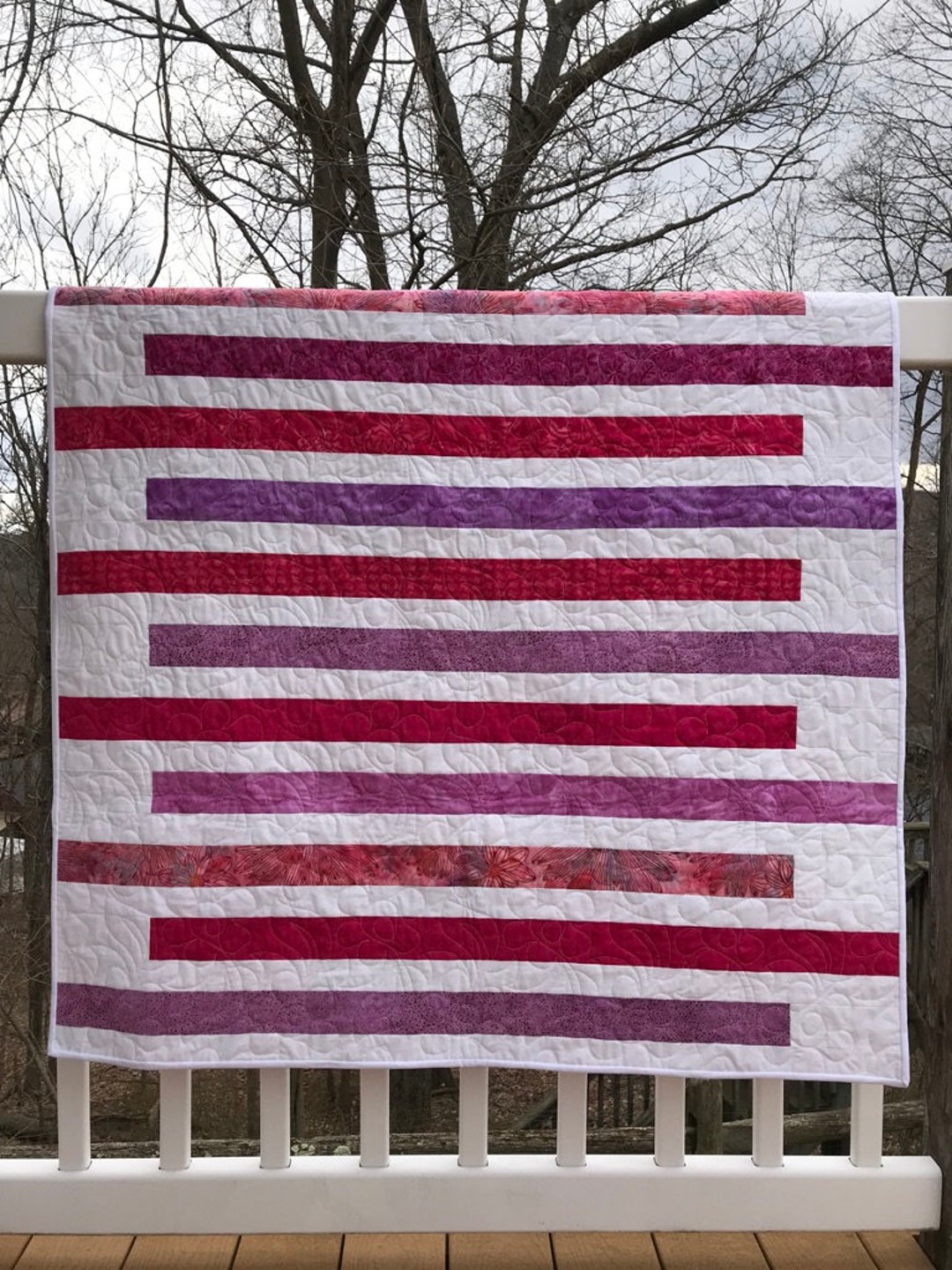 Pink and Purple Batik Striped Quilt - Etsy