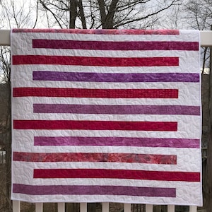 Pink and Purple Batik Striped Quilt