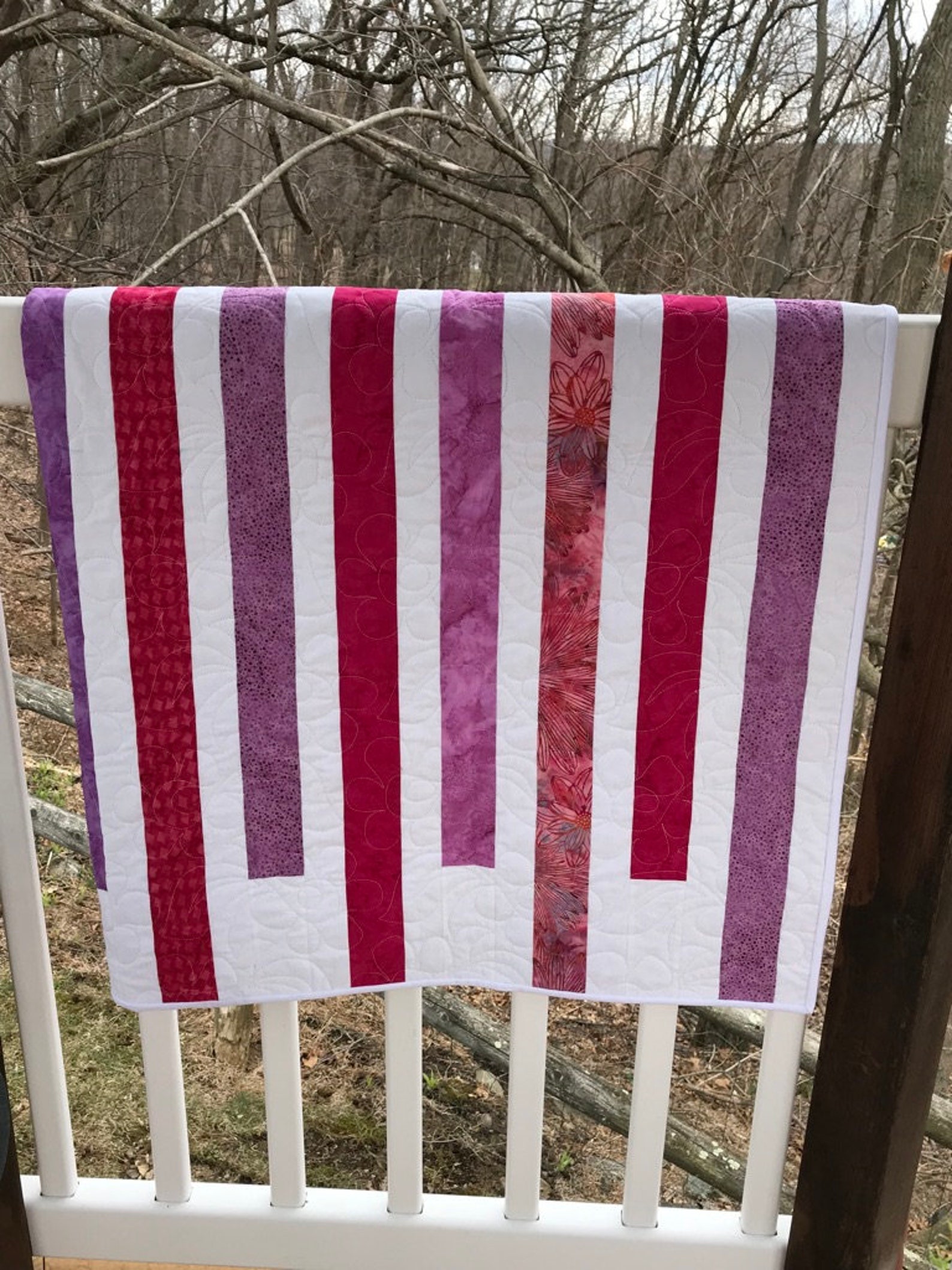 Pink and Purple Batik Striped Quilt - Etsy