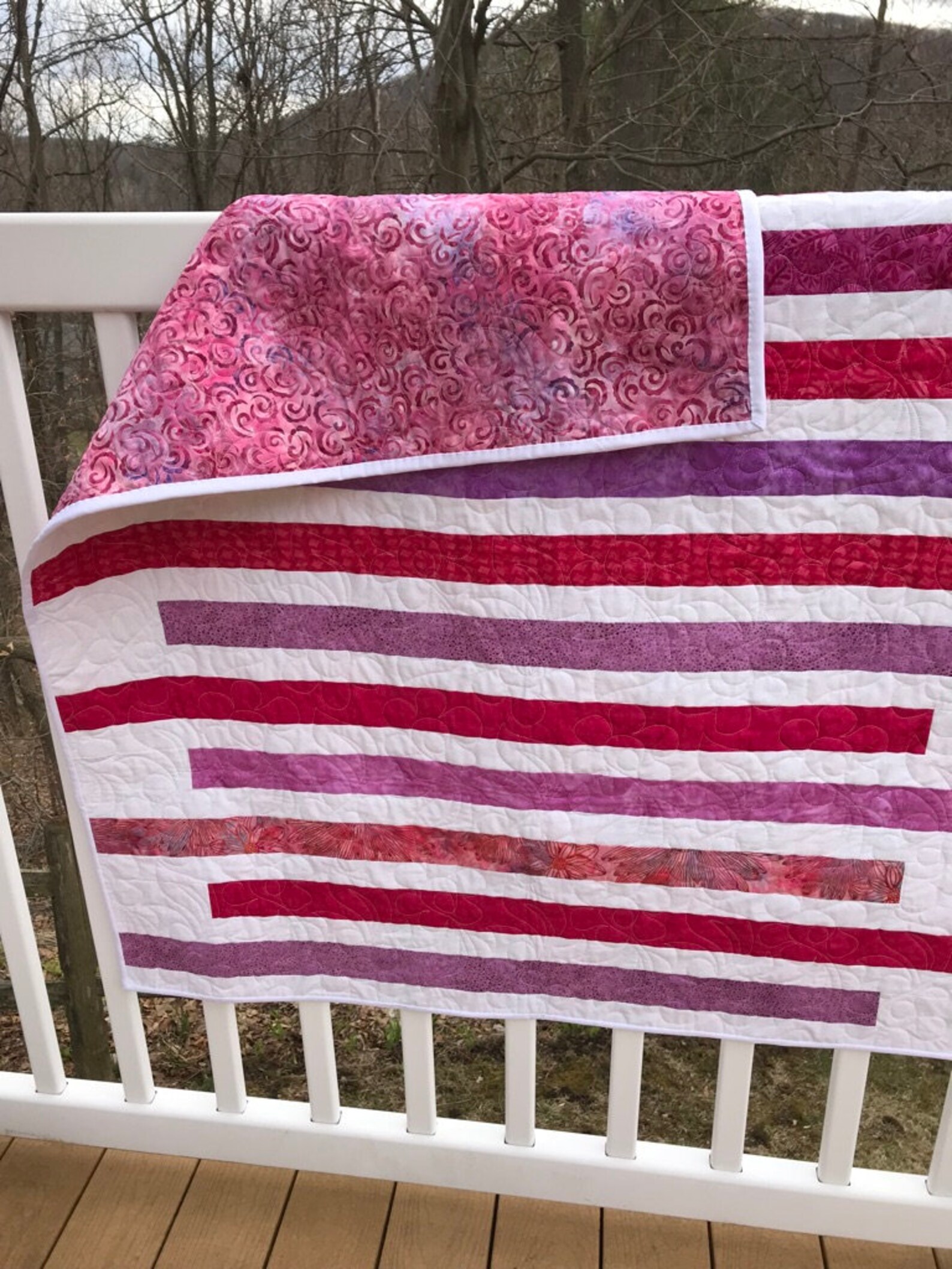 Pink and Purple Batik Striped Quilt - Etsy