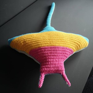 Mantra ray pillow, Pansexual pride animal, LGBTQ crochet