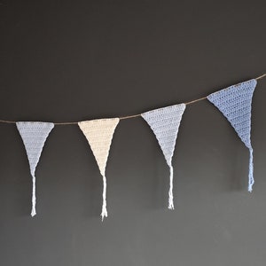 Crochet triangle garland, Baby boy room bunting, Baby shower decorations, Wall hanging nursery image 1