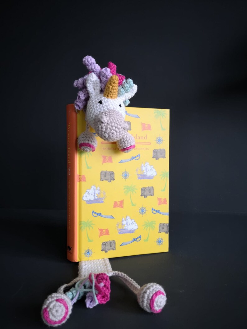 Marque-page licorne, marque-page au crochet, cadeaux rat de bibliothèque image 3