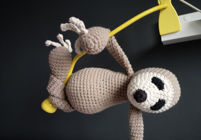 Crochet sloth, Baby room, Nursery room decorations, Amigurumi sloth image 5