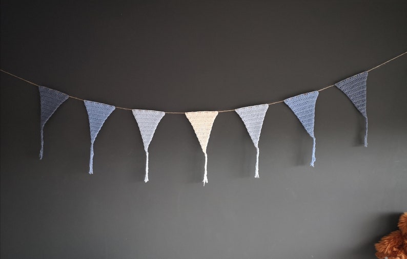 Crochet triangle garland, Baby boy room bunting, Baby shower decorations, Wall hanging nursery image 5