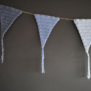 Crochet triangle garland, Baby boy room bunting, Baby shower decorations, Wall hanging nursery image 9