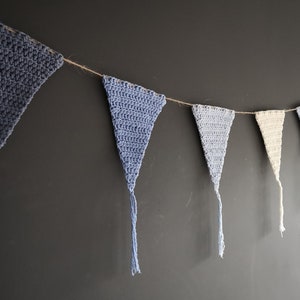 Crochet triangle garland, Baby boy room bunting, Baby shower decorations, Wall hanging nursery image 7