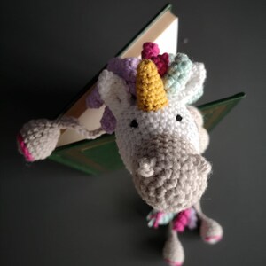 Marque-page licorne, marque-page au crochet, cadeaux rat de bibliothèque image 6