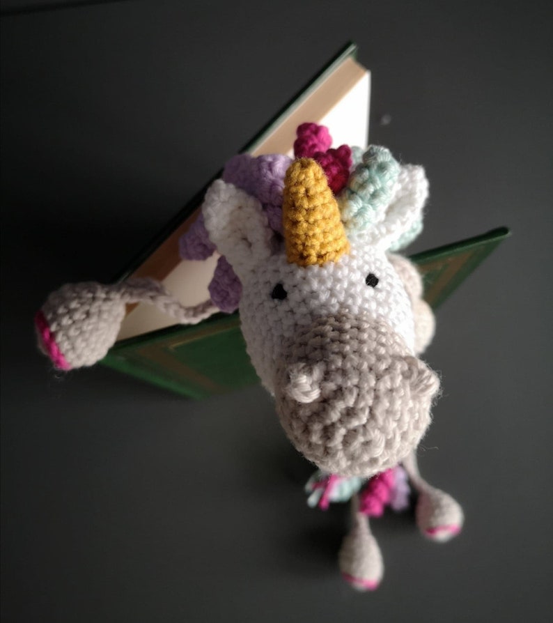 Marque-page licorne, marque-page au crochet, cadeaux rat de bibliothèque image 6