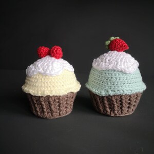 Crochet cupcake with strawberry on the top, Home decorations, Kitchen decor in the UK image 7