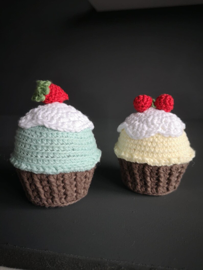 Crochet cupcake with strawberry on the top, Home decorations, Kitchen decor in the UK image 9