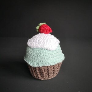 Crochet cupcake with strawberry on the top, Home decorations, Kitchen decor in the UK image 4