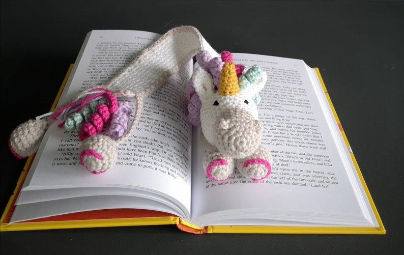 Marque-page licorne, marque-page au crochet, cadeaux rat de bibliothèque image 7