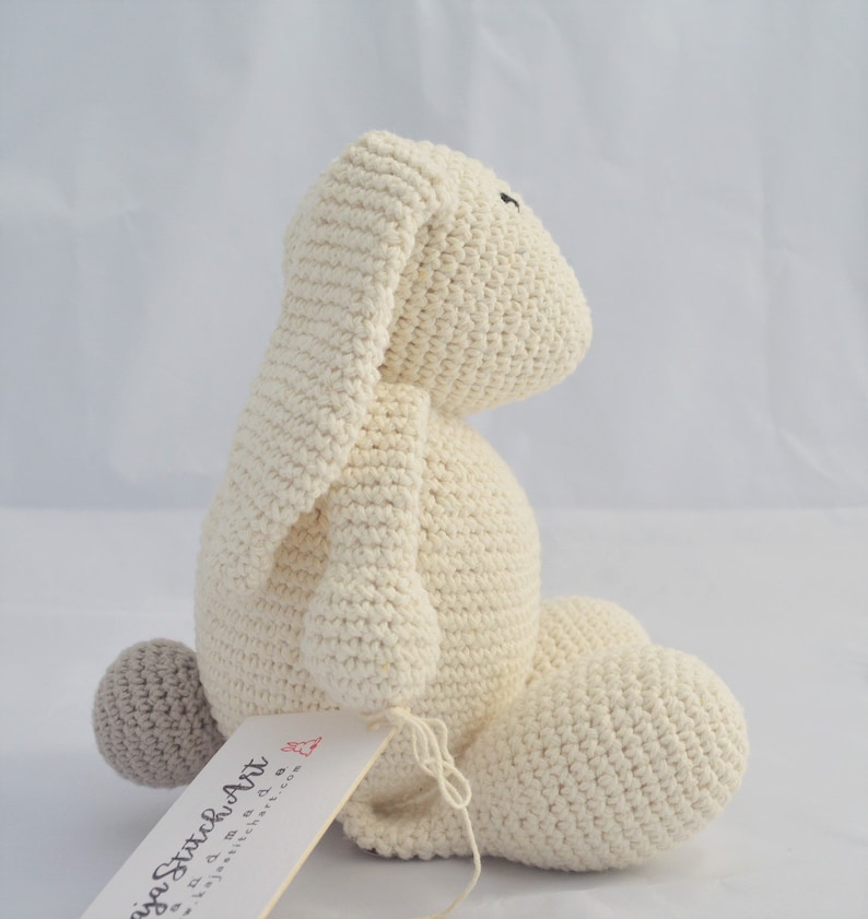 Baby gift Lovely crochet white bunny toy Personalized bunny Stuffed bunny