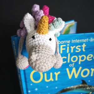 Marque-page licorne, marque-page au crochet, cadeaux rat de bibliothèque image 2