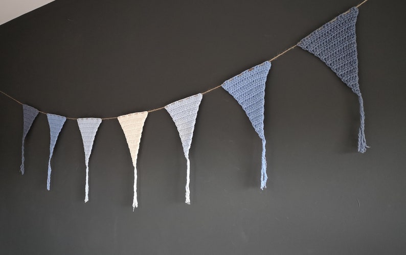 Crochet triangle garland, Baby boy room bunting, Baby shower decorations, Wall hanging nursery image 6
