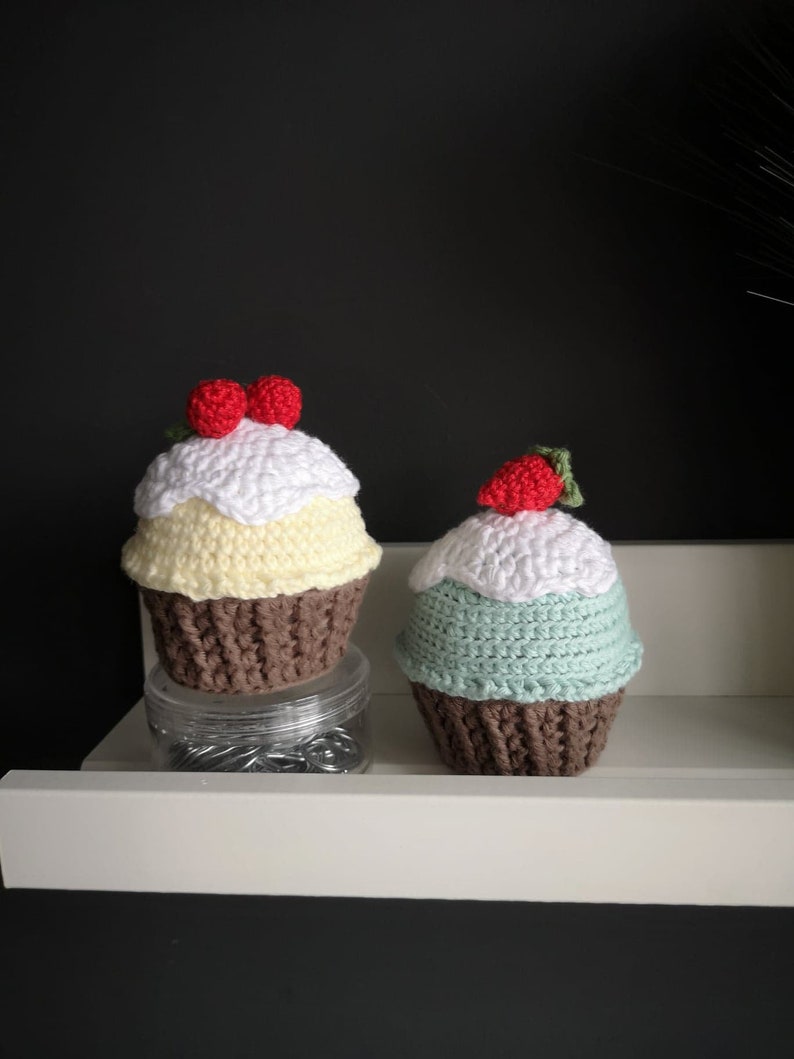 Crochet cupcake with strawberry on the top, Home decorations, Kitchen decor in the UK image 8