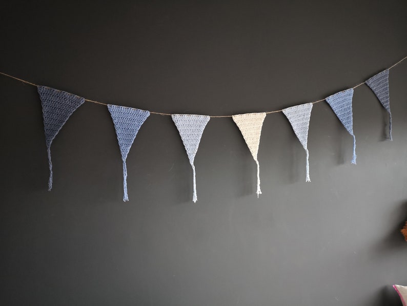Crochet triangle garland, Baby boy room bunting, Baby shower decorations, Wall hanging nursery image 10