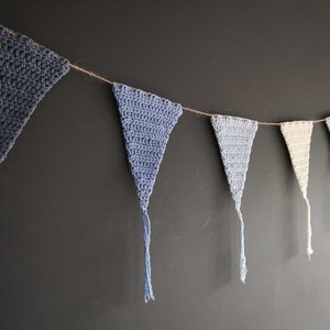 Crochet triangle garland, Baby boy room bunting, Baby shower decorations, Wall hanging nursery image 4