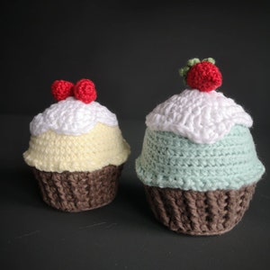 Crochet cupcake with strawberry on the top, Home decorations, Kitchen decor in the UK image 6