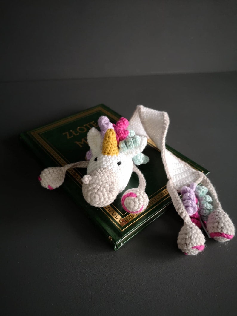 Marque-page licorne, marque-page au crochet, cadeaux rat de bibliothèque image 5