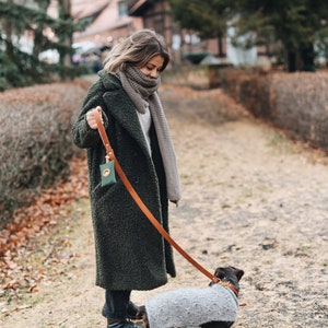 Poop Bag Holder: Luxe Yellow Waxed Canvas & Rich Brown Leather, Essential Elegance on Everyday Walks NOI Golden Earth image 6