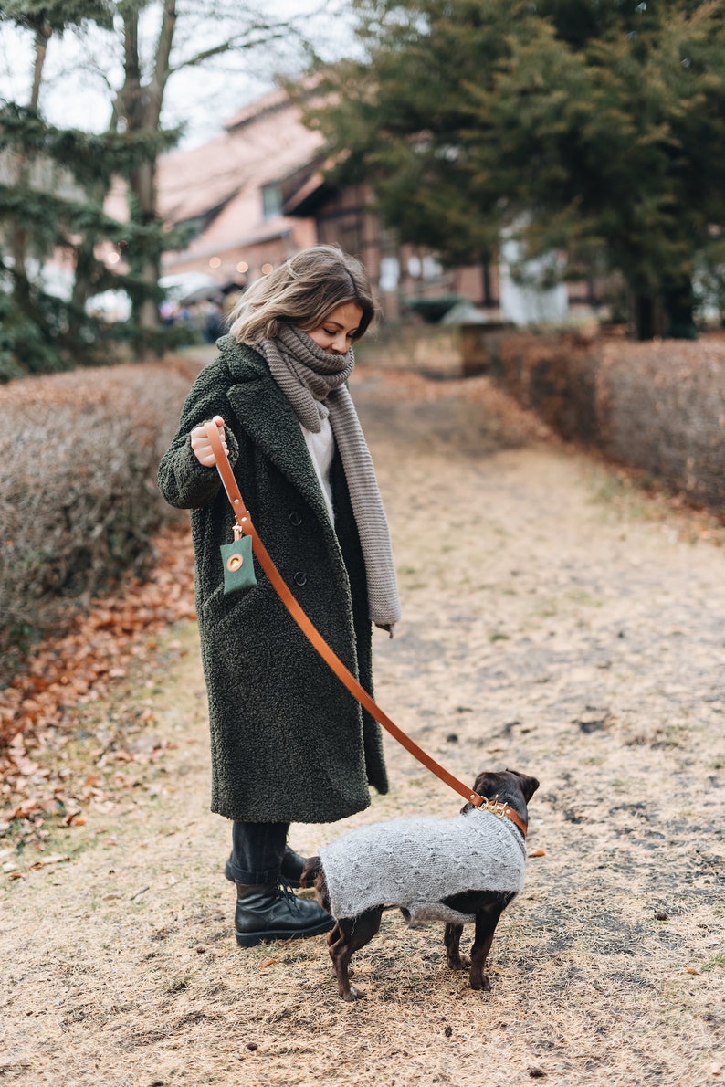 Poop Bag Holder: Luxe Yellow Waxed Canvas & Rich Brown Leather, Essential Elegance on Everyday Walks NOI Golden Earth image 6