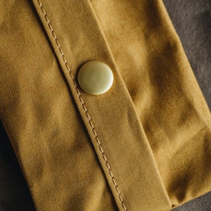 Poop Bag Holder: Luxe Yellow Waxed Canvas & Rich Brown Leather, Essential Elegance on Everyday Walks NOI Golden Earth image 3