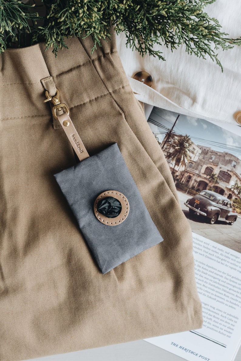 Canvas Waste Bag Dispenser for Dogs Dog Poop Holder Grey Etsy