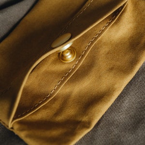 Poop Bag Holder: Luxe Yellow Waxed Canvas & Rich Brown Leather, Essential Elegance on Everyday Walks NOI Golden Earth image 2