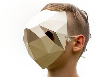 Sloth mask - easy DIY sloth paper craft template, instant PDF download, printable animal mask, 3D low poly origami sloth gift idea