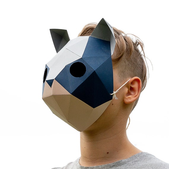 Cat Mask Easy DIY Kitten Paper Craft Template, Instant PDF Download,  Printable Animal Mask, 3D Low Poly Halloween Gift Idea 