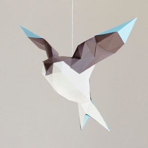 Paper bird - DIY bird paper craft template, instant PDF download, printable animal papercraft, 3D low poly origami decor gift idea