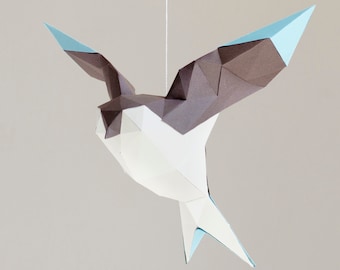 Paper bird - DIY bird paper craft template, instant PDF download, printable animal papercraft, 3D low poly origami decor gift idea