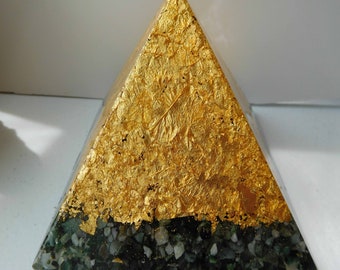 Emerald Abundance Large Giza Pyramid Prosperity 24k Gold  Positive Orgone Energy Abundance Gift=Life+LOVE!!!
