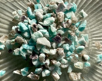 Amazonite - Medium Chips - no powder 100% Crystal Clears Energy Throat Heart Chakras Life+LOVE!