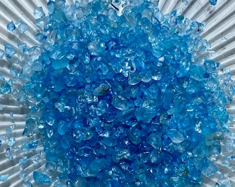 Blue Topaz - Tumbled Chips - small and tiny no powder 100% Crystal - Soothing Calm Protective Ease Clear Communications =Life+LOVE!