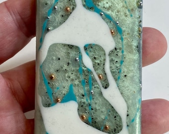Pearl Green Teal White Small Charging Plate Single Orgone #91  Positive Orgone =Life+LOVE!!!