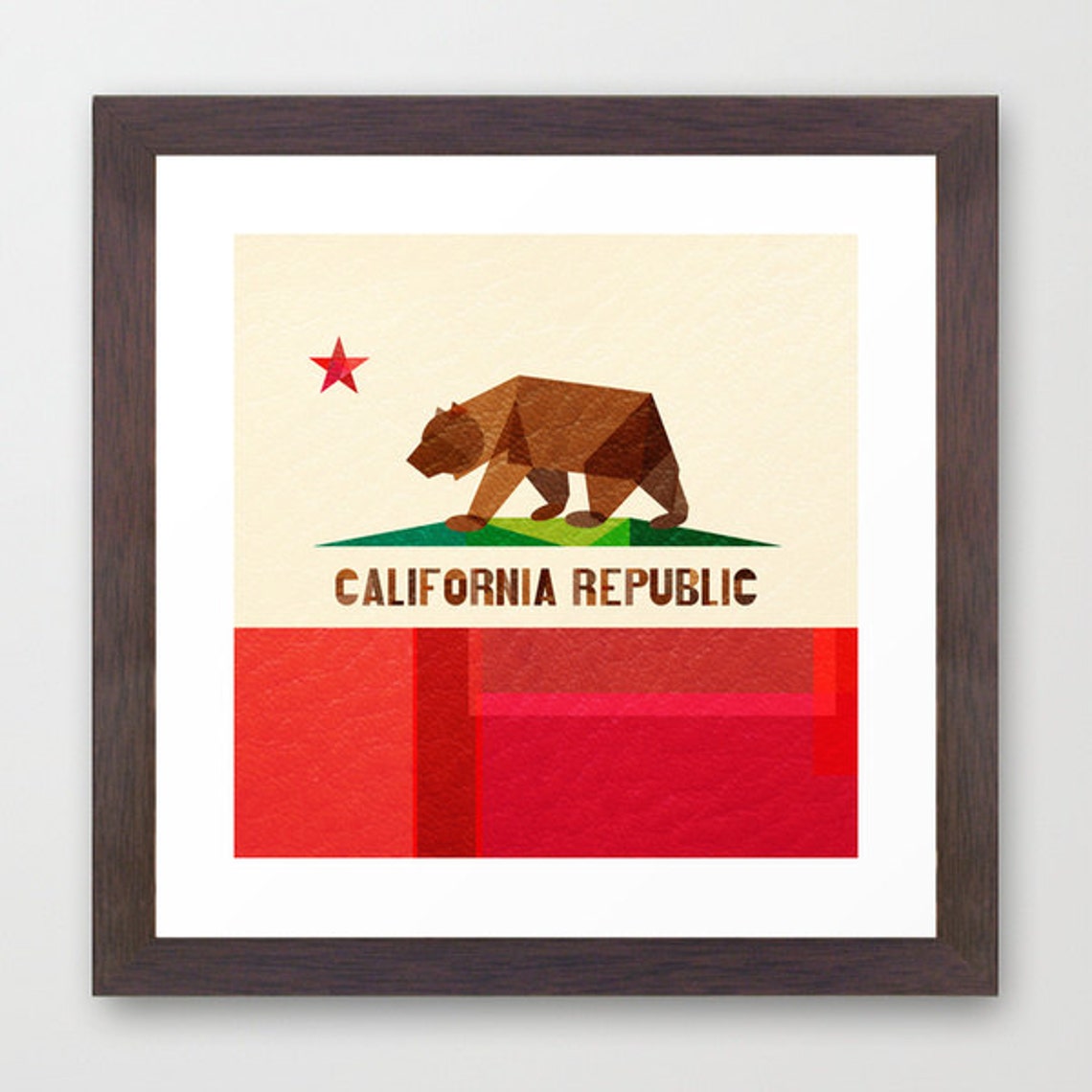Square California Flag Art Print, Cali, Socal, Norcal, the Golden State ...