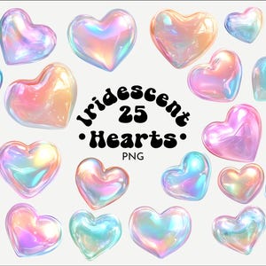 Iriserend hart png pastel Valentijn clipart Leuke flirt harten illustratie helder hart ontwerp holografische folie harten girly esthetiek