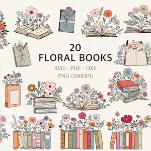 livro floral svg livros de flores silvestres clip art livro aberto png boho clipart literário linha arte livro pilha arco amante de livros vetor leitura leitor rato svg