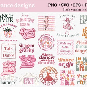 Paquete de SVG de baile retro. En mi era de baile, clipart SVG. Citas vintage para amantes del baile SVG. Dicho de baile PNG. Diseño de regalo para profesor de baile, sublimación.