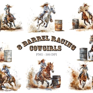 Barrel Racing png aquarel cowgirl clipart Cow Girl vat racer Western Design sublimatie Rodeo clip art bundel Turn and Burn paarden, paarden png