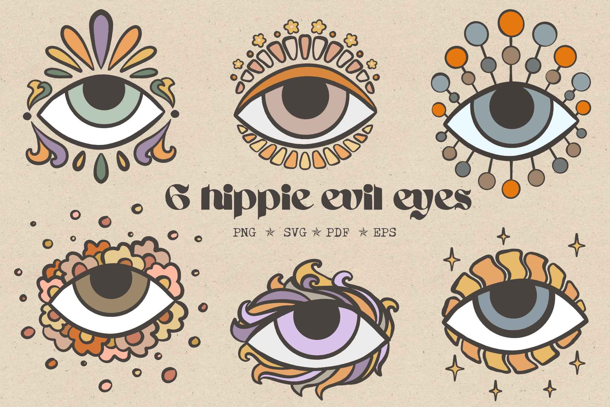 Retro Evil Eye Svg Hippie Svg Trippy Svg Floral Third Eye Mystical Svg