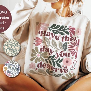 Boho Passez le jour que vous méritez svg rétro floral ondulé png vintage matisse fleur design sublimation tendance abstrait botanique esthétique pod