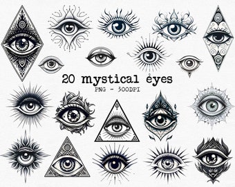 Mystical eye clipart Evil eye png mystical png third eye png Masonic clipart All seeing eye tattoo style witchy aesthetic print on demand