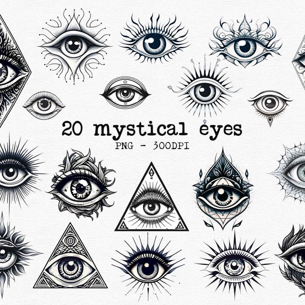 Mystical eye clipart Evil eye png mystical png third eye png Masonic clipart All seeing eye tattoo style witchy aesthetic print on demand